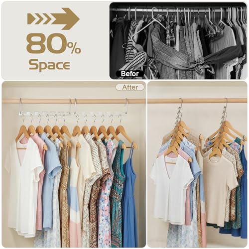 HOUSE DAY 10.5 Inch Closet Space Saving Wardrobe Clothing Magic Hangers Oragnizer Heavy Chrome Hangers, Updated Hook Design Pack of 8 - size: 8 Pack