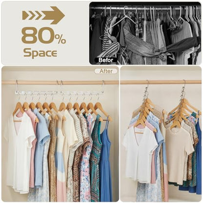 HOUSE DAY 10.5 Inch Closet Space Saving Wardrobe Clothing Magic Hangers Oragnizer Heavy Chrome Hangers, Updated Hook Design Pack of 8 - size: 8 Pack