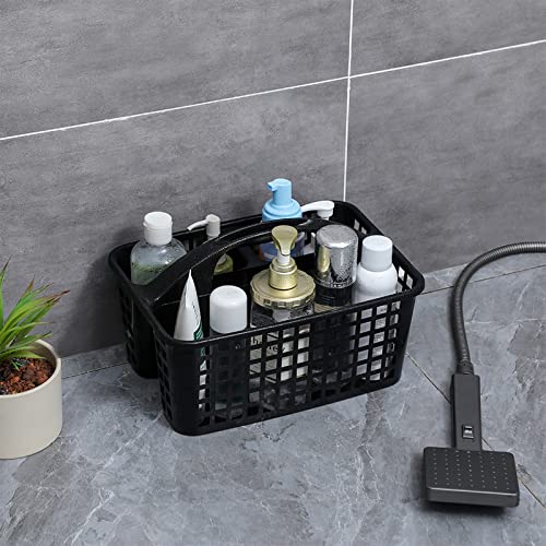 Portable Shower Caddy Basket Plastic Storage Basket with Compartments Black - color: Black