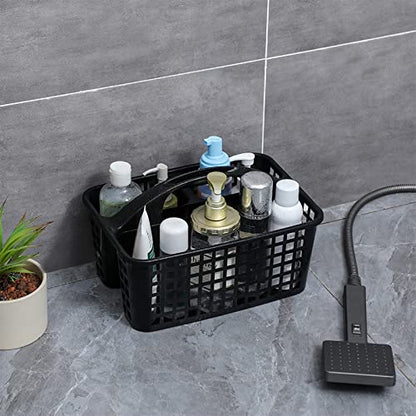 Portable Shower Caddy Basket Plastic Storage Basket with Compartments Black - color: Black