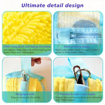 2Pack Shoe Washing Machine Bag, Reusable Laundry Shoe Bag, Suitable for Sports Shoes, Sneakers, and Slippers, Includes 2 Shoe Storage Dust Bags（Yellow) - color: Yellow