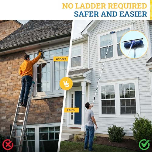 KLEEN HANDLER 2-in-1 Window Squeegee with 4–12 ft Telescopic Extension Pole
