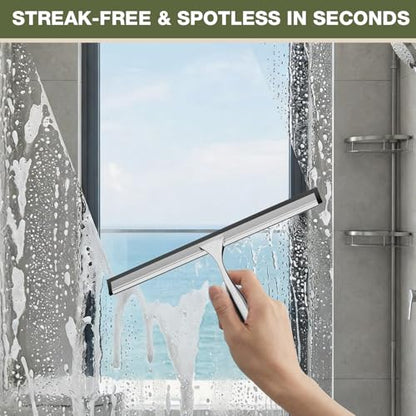 FARMER 10-Inch Shower Squeegee for Glass Doors, Windows and Mirrors, Silver - color: Silver