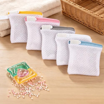 5pcs Laundry Pod Anti-Sticking Bags,Scent Beads Laundry Pouch,Small Mesh Laundry Bags，Durable Polyester Protection Bag For Scent Beads and Detergent Pods