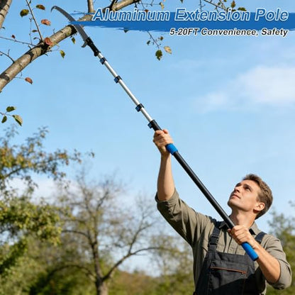 18FT Telescopic Extension Pole-3-12FT Multi-Purpose Extension Pole with Easy Flip Lock, Universal Twist-on Metal Tip, Lightweight Sturdy Aluminum Paint Roller Extension Pole for Window Cleaning