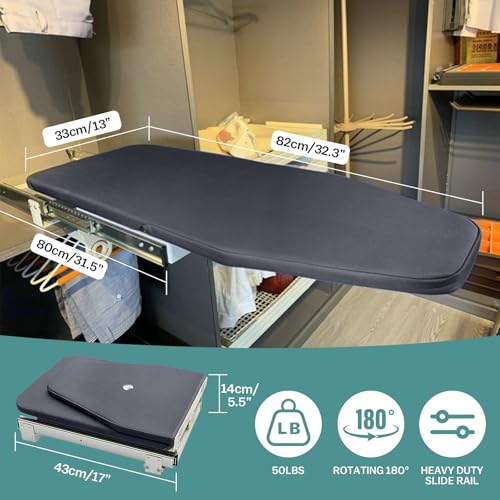 Retractable Foldable Ironing Board, 180° Swivel