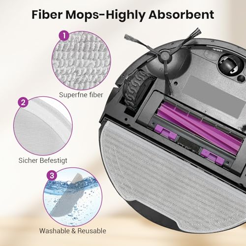 E20 Plus Replacement Parts for Eureka E20 Plus Robotic Vacuum Cleaner Parts with 2 Roller Brush, 4 HEAP, 6 Mops, 8 Side Brushes,1 Screwdriver, 1 Clean Brush