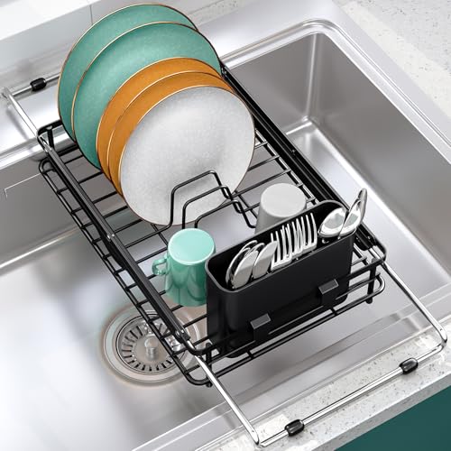 TOOLF Sink Small Dish Drying Rack with Utensil Holder for RV, Apartment - size: Compact Size