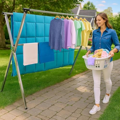 81.5" Clothes Drying Rack Folding Indoor Outdoor Drying Rack Clothing - size: 81.5''
