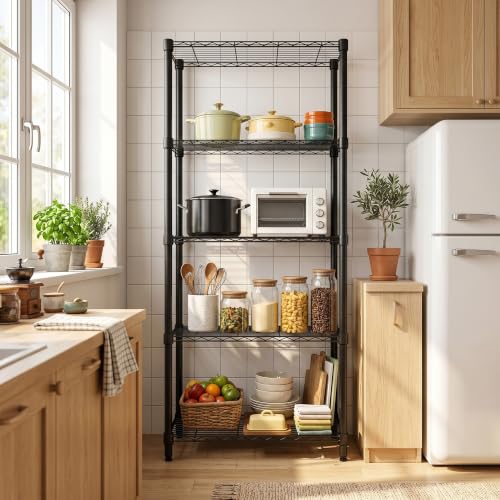 Garvee Metal Storage Shelves 5-Shelf Adjustable Wire Shelving Unit - size: 35"W x 72"H x 15.7"D-1 Pack