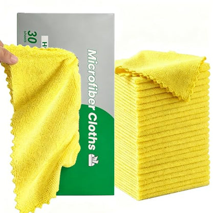 30 Pack Microfiber Cleaning Cloths, Dish Towels for Kitchen, Car, Bathroom - color: Yellow
