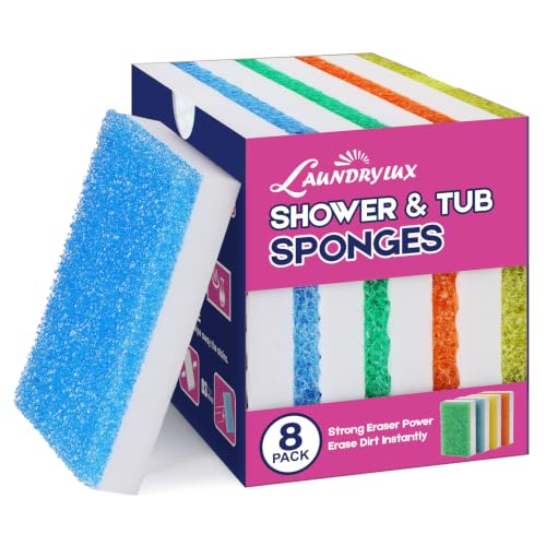 LAUNDRYLUX Magic Sponge Erasers, 8 Pack Dual-Sided Shower & Tub Cleaner - size: 8 Count