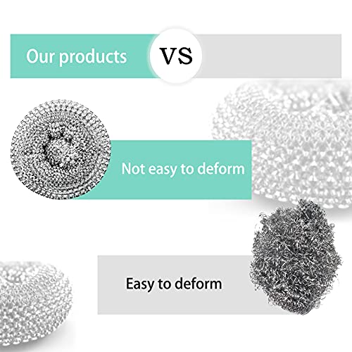 HONGYUTAI 10 Pack Stainless Steel Sponges, Scrubbing Scouring Pad, Steel Wool Scrubber for Kitchens, Bathroom and More