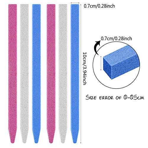 Mudder 12 Pcs Stone Nail File Pumice Stone Stick Nail Cuticle Pusher Rock for Fingernail Toenail Buffing Tools for Home Salon