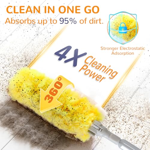 6 ft Long Handle Extendable Duster with 50 Refills for Swiffer Duster, Heavy Duty 360° Microfiber Dusting Kit for High Ceilings, Ceiling Fans, Tall Windows, and Hard-to-Reach Areas - color: 50 Refills & 1 Long Handle