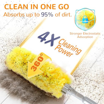 6 ft Long Handle Extendable Duster with 50 Refills for Swiffer Duster, Heavy Duty 360° Microfiber Dusting Kit for High Ceilings, Ceiling Fans, Tall Windows, and Hard-to-Reach Areas - color: 50 Refills & 1 Long Handle