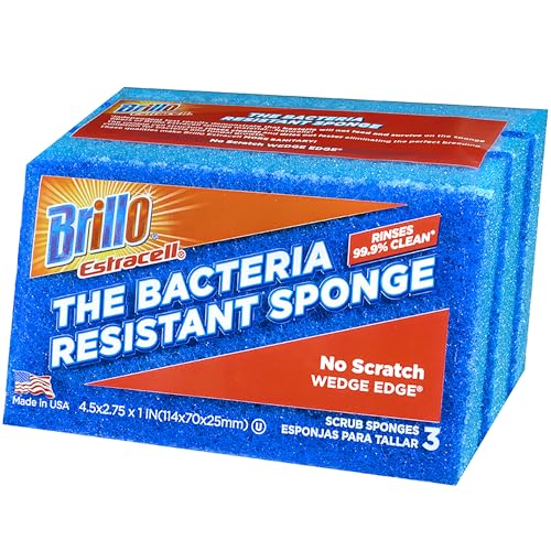 Brillo Estracell No Scratch Scrub Sponge with Wedge Edge, 3-Count