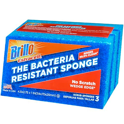 Brillo Estracell No Scratch Scrub Sponge with Wedge Edge, 3-Count