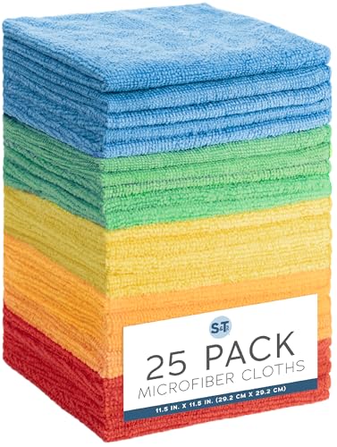 S&T INC. Microfiber Cleaning Cloth, 25 Pack, 11.5" x 11.5" - size: 25 Pack