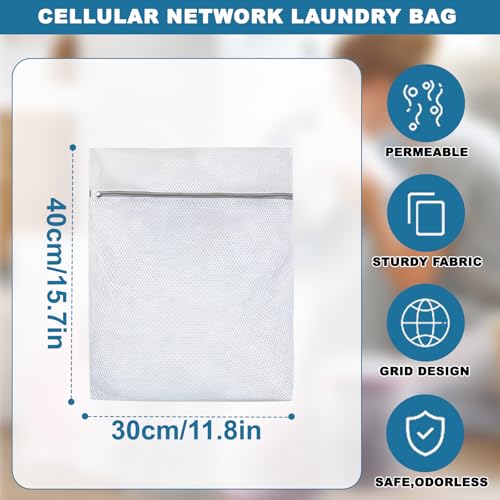 1PCS Mesh Laundry Bags, Protective Washing Bags with Zipper, Delicates Anti Tangle Anti Pilling Travel Storage, White, 11.7×15.6 in - size: 11.7×15.6 in