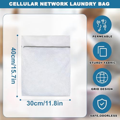 1PCS Mesh Laundry Bags, Protective Washing Bags with Zipper, Delicates Anti Tangle Anti Pilling Travel Storage, White, 11.7×15.6 in - size: 11.7×15.6 in