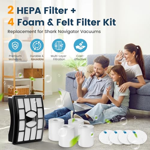 NV501 Vacuum Filter Replacement for Shark Rotator Professional Lift-Away - style: 4+2 Pack Filters