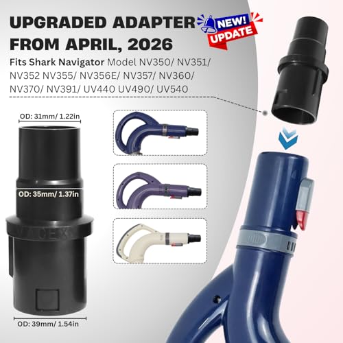 For Shark Crevice Tool Attachment with Adapter Kit, Compatible with Shark Navigator NV350 NV351 NV360, Rotator NV500, Rocket HV300 HV301 – Vacuum Attachments & Accessories for Tight Spaces - style: Vacuum Shark Crevice Tool