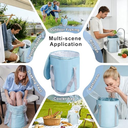 7.5 Gallon Insulated Collapsible Tub with Lid, Portable Space Saving Bucket