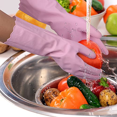 Bamllum Kitchen Cleaning Gloves, Latex-Free, Cotton Flocked Liner, Medium - color: Blue+pink+white, size: Medium