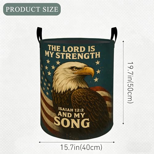Eagle Laundry Basket Hamper, Organizer Bins Gifts for Women Kids, Patriotic American Flag Foldable Waterproof Clothes Hamper Handles Storage Bucket for Bedroom Bathroom Room Decor 19.7"x15.7" - color: Eagle02