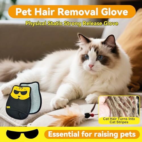 Pet Hair Removal Glove - Washable Reusable, 2pcs - color: 2pcs-Yellow Black