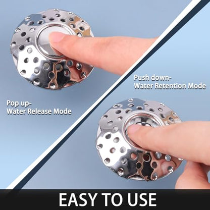 Bathtub Drain Stopper, Tub Stopper with Bathtub Drain Hair Catcher, Universal 2 in 1 Bathroom Sink Stopper for 1.26-1.6 Inch Drain Holes