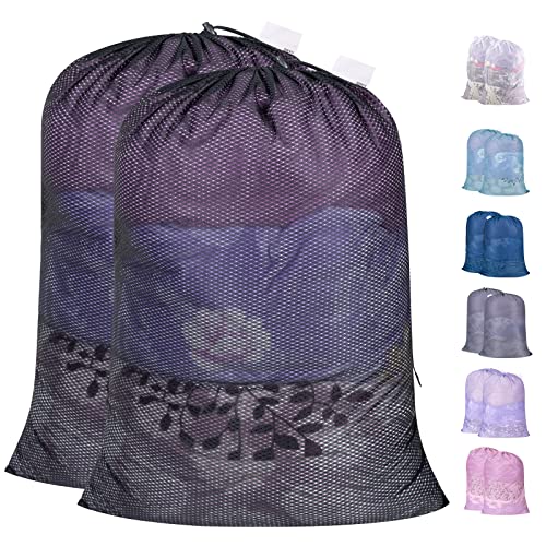 Polecasa 2 Pack Heavy Duty Diamond Mesh Laundry Bag, 30x36", Black - color: Black, size: 30"x36"| 2 Pack