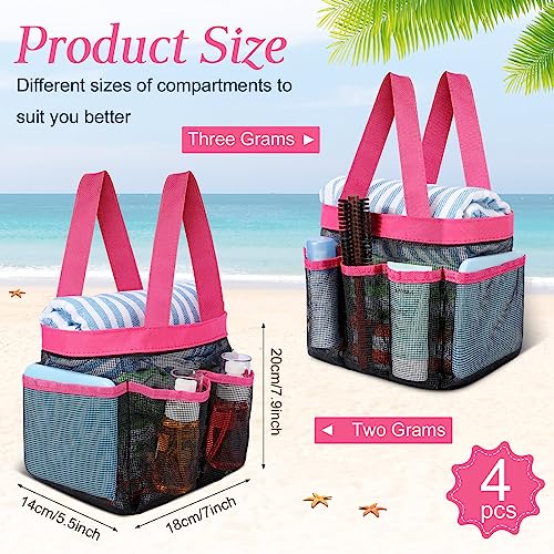 Hillban 4 Pcs Portable Mesh Shower Caddy, Rose Red - color: Rose Red