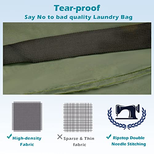 Coomee Heavy Duty Laundry Bag, 2 Pack XXL Nylon Laundry Bags with Straps - color: Green, size: 48" x 28" x 1"