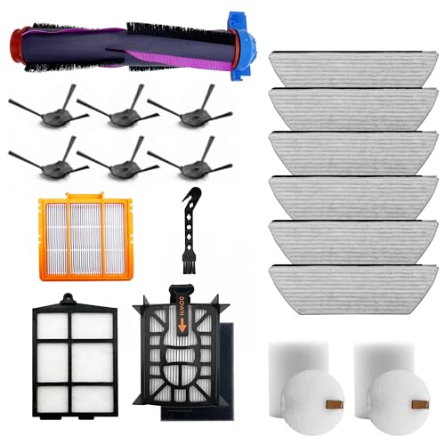 CLEANXIOR 19 Pcs Replacement Part for Shark RV2920XE Robot Vacuum Cleaner.1 Brushroll, 2 filter cotton, 1 Black filter, 1 Orange filter, 1 filter Mesh, 6 Mop Pads, 6 Side Brushes, 1 Cleaning Brush. - style: 19 Pcs
