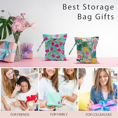 Swimsuit Bag Wet Bags for Travel Reusable Waterproof Dry Bags Diaper Bag Pineapple Cherry Wet Bag for Swimsuit Towels Beach Gym 10.2×12.6 Inches - color: Pineapple Cherry