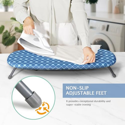 SheeChung Small Ironing Board 12"x32",Foldable Tabletop Ironing Board - style: Blue Square-32x12