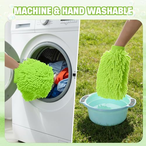 24 Pack Car Wash Mitts Bulk Microfiber Wash Mitts, Lime Green - color: Lime Green