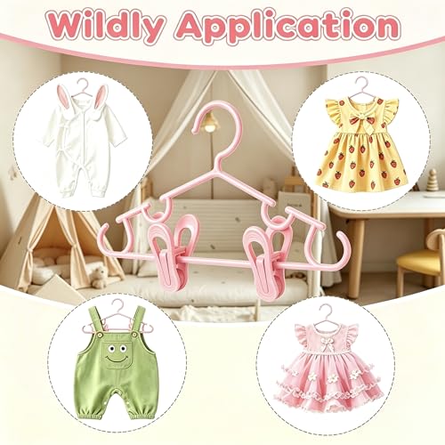 Baby Hangers w/Clips (20 Hangers & 40 Clips) Kids Clothes Hangers - color: Pink