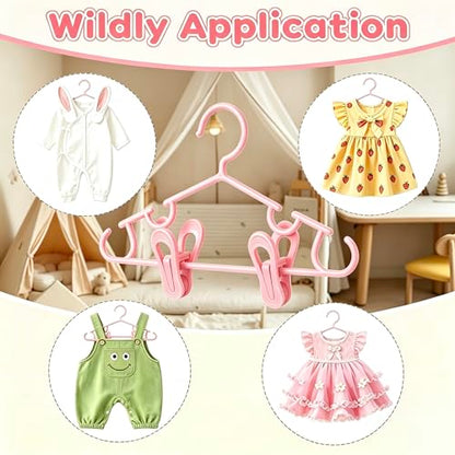 Baby Hangers w/Clips (20 Hangers & 40 Clips) Kids Clothes Hangers - color: Pink