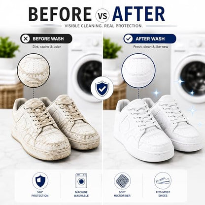 GEWON Shoe Washing Machine Bag for Sneakers, 360° Deep Cleaning, 2 Shoe Bags, 4 Dust Bags - color: Grey