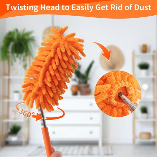 Mini Duster for Cleaning, 360° Bendable Hand Dusters with Extension Pole, Washable Small Duster for Car Interior, Office, Furniture - color: 6 Pack Colorful 4