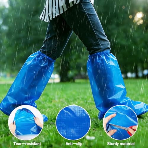 20Pcs(10 pairs) Thickened Waterproof Shoe Covers for Rain, Clear Rain Shoe Covers, One Size Fits Most - color: Blue, size: 10P L Adults