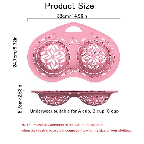 2 Pcs Lingerie Wash Bags, Silicone Delicates Bags for Washing Machine Bra Bag for Laundry Laundry Wash Bag for A-Cup to D-cup, Maternity, Sports, Sexy Bras (Pink+Purple)