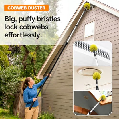 4-in-1 4-12Ft 4-Stage Telescoping Extension Pole Kit for Cleaning