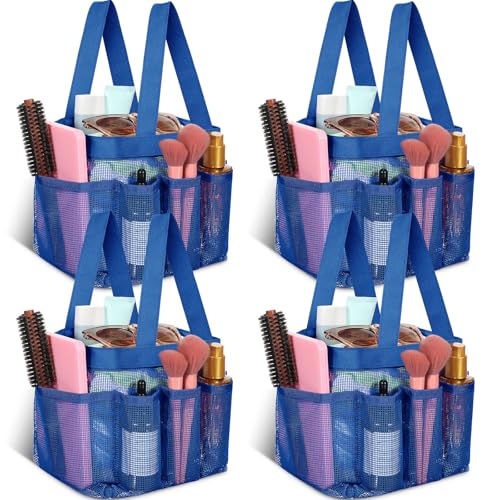 Hillban 4 Pcs Portable Mesh Shower Caddy, Navy Blue - color: Navy Blue