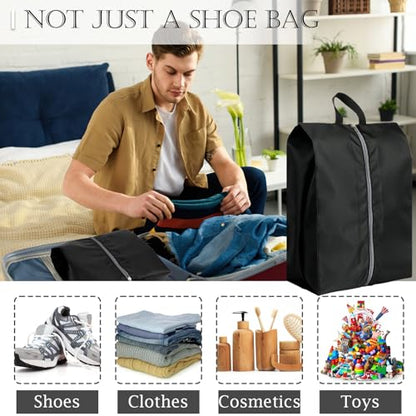 Shoe Bags for Travel, Set of 4 Pack Shoe Travel Bags for Packing Large - color: Black