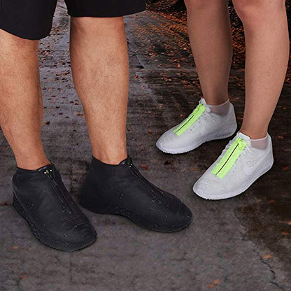 Shiwely Silicone Waterproof Shoe Covers, reusable upgraded overshoes with waterproof zipper, Resistant Rain Boots Non-Slip Washable Protection for Women, Men (L (Women 7.5-10.5, Men 6.5-9), White) - color: White, size: L (Women 7.5-10.5, Men 6.5-9)