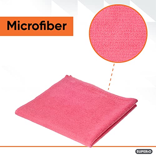 Superio Microfiber Cleaning Cloth for Cars, Kitchen Cleaning Rags for Housekeeping, 16" Micro Fiber Towels for House, Bathroom Absorbent All-Purpose Streak-Free lint-Free Wash Cloths (3 Pink) - color: Pink